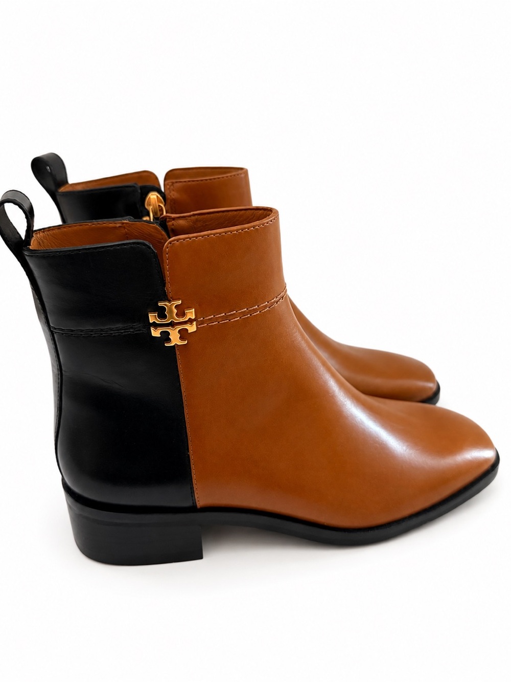TORY BURCH EVERLY FLAT BOOTS brown black calf leather chelsea size 5 $598 NEW